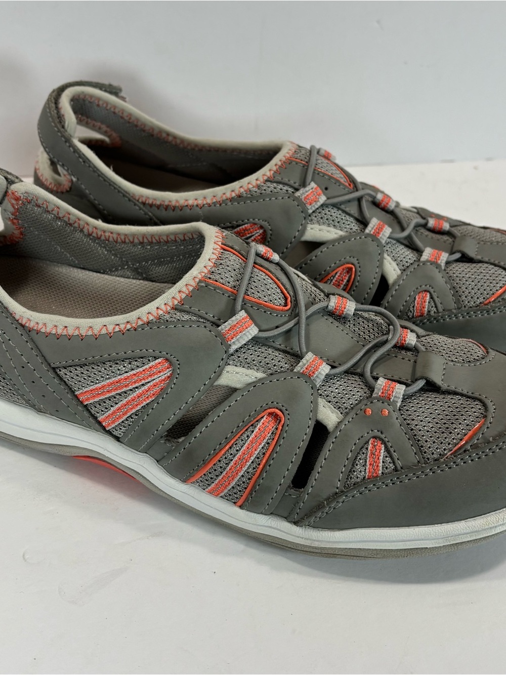 RYKA Women's Hula Grey Mesh/Leather Fisherman Walking Sandals Shoes Size 8.5